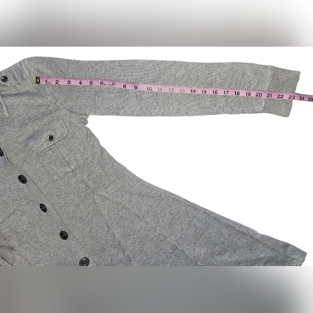 Free People Gray Military Button Front Fit & Flare Sweater Dress Jacket Sz S - Picture 13 of 16